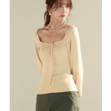アイボリー | フロントリボンボリュームスリーブニットプルオーバー | SAISON DE PAPILLON