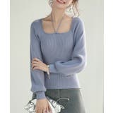 ブルー | フロントリボンボリュームスリーブニットプルオーバー | SAISON DE PAPILLON