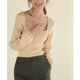 フロントリボンボリュームスリーブニットプルオーバー | SAISON DE PAPILLON | 詳細画像3