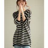 ボーダー柄オーバーサイズチュニックニット | SAISON DE PAPILLON  | 詳細画像10 