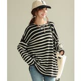 ボーダー柄オーバーサイズチュニックニット | SAISON DE PAPILLON  | 詳細画像12 