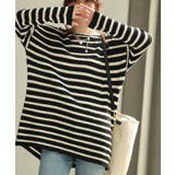 ボーダー柄オーバーサイズチュニックニット | SAISON DE PAPILLON  | 詳細画像14 