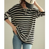 ボーダー柄オーバーサイズチュニックニット | SAISON DE PAPILLON  | 詳細画像15 