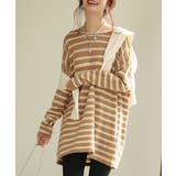 ボーダー柄オーバーサイズチュニックニット | SAISON DE PAPILLON  | 詳細画像24 