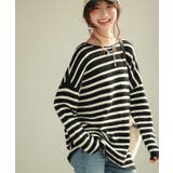 ボーダー柄オーバーサイズチュニックニット | SAISON DE PAPILLON  | 詳細画像5 