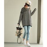 ボーダー柄オーバーサイズチュニックニット | SAISON DE PAPILLON  | 詳細画像6 