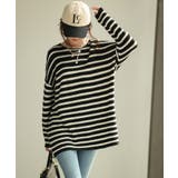 ボーダー柄オーバーサイズチュニックニット | SAISON DE PAPILLON  | 詳細画像8 