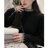 春まで着れる リブニットトップス フリルとパールがアクセント | SEU | 詳細画像16 