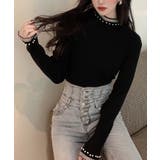 春まで着れる リブニットトップス フリルとパールがアクセント | SEU | 詳細画像17 