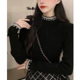 春まで着れる リブニットトップス フリルとパールがアクセント | SEU | 詳細画像18 