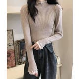 春まで着れる リブニットトップス フリルとパールがアクセント | SEU | 詳細画像25 