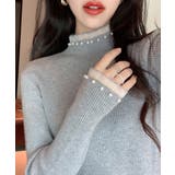 春まで着れる リブニットトップス フリルとパールがアクセント | SEU | 詳細画像30 