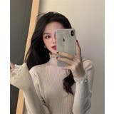 春まで着れる リブニットトップス フリルとパールがアクセント | SEU | 詳細画像36 