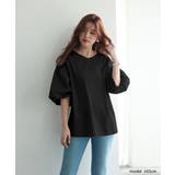 ブラック | 【SNSで大人気】ネック2タイプ選べる！袖コンブラウス トップス パフスリーブ | SEU