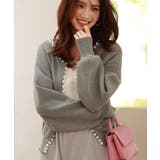 グレー | パールビジューボタンレスニットカーディガン | SAISON DE PAPILLON 
