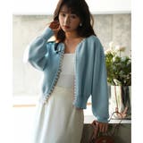 ブルー | パールビジューボタンレスニットカーディガン | SAISON DE PAPILLON 