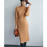 ブラウン | ウエストシェイプタートルネックニットワンピース | SAISON DE PAPILLON