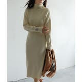 アイボリー | ウエストシェイプタートルネックニットワンピース | SAISON DE PAPILLON