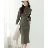 カーキ | ウエストシェイプタートルネックニットワンピース | SAISON DE PAPILLON