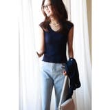 ブルー系その他 | フレンチスリーブリブ切替サマーニットトップス | SAISON DE PAPILLON 