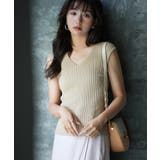 ベージュ系その他2 | フレンチスリーブリブ切替サマーニットトップス | SAISON DE PAPILLON 