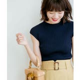 フレンチスリーブリブ切替サマーニットトップス | SAISON DE PAPILLON  | 詳細画像4 