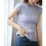 フレンチスリーブリブ切替サマーニットトップス | SAISON DE PAPILLON  | 詳細画像18 