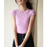 フレンチスリーブリブ切替サマーニットトップス | SAISON DE PAPILLON  | 詳細画像24 