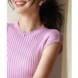 フレンチスリーブリブ切替サマーニットトップス | SAISON DE PAPILLON  | 詳細画像27 