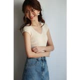 フレンチスリーブリブ切替サマーニットトップス | SAISON DE PAPILLON  | 詳細画像30 