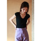 フレンチスリーブリブ切替サマーニットトップス | SAISON DE PAPILLON  | 詳細画像42 