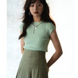 フレンチスリーブリブ切替サマーニットトップス | SAISON DE PAPILLON  | 詳細画像49 