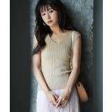 フレンチスリーブリブ切替サマーニットトップス | SAISON DE PAPILLON  | 詳細画像62 