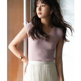 フレンチスリーブリブ切替サマーニットトップス | SAISON DE PAPILLON  | 詳細画像65 