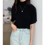 ブラック | ハイネック 半袖 Tシャツ | 3uers