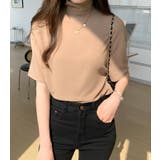 ブラウン | ハイネック 半袖 Tシャツ | 3uers