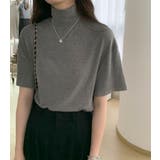 グレー | ハイネック 半袖 Tシャツ | 3uers