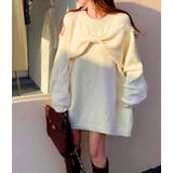 リボンモチーフ ビッグシルエット ニット トップス レディース | 3uers | 詳細画像3