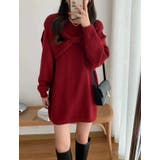 リボンモチーフ ビッグシルエット ニット トップス レディース | 3uers | 詳細画像37
