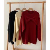 リボンモチーフ ビッグシルエット ニット トップス レディース | 3uers | 詳細画像55