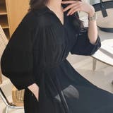 襟付きワンピース ワイドシルエット パフスリーブ 8分袖 | 3uers | 詳細画像15