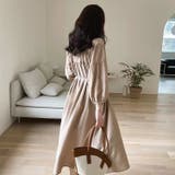 襟付きワンピース ワイドシルエット パフスリーブ 8分袖 | 3uers | 詳細画像9