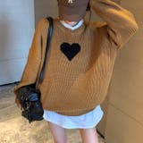 ゆったり ハート柄 定番クルーネックニット プルオーバー セーター レディース | 3uers | 詳細画像3