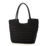 ブラック | カシュカシュ cachecache / メタリックコード柄編みトートバッグ | UNBILLION