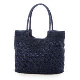 ネイビー | カシュカシュ cachecache / メタリックコード柄編みトートバッグ | UNBILLION