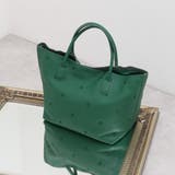 グリーン | perche ペルケ / 牛革ドット刺繍トートバッグ | UNBILLION