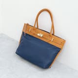 ネイビー | ペルケ perche / ナイロン牛革ヒネリ金具トートバッグ | UNBILLION