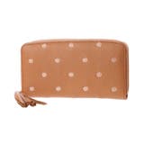 キャメル | ペルケ perche / 牛革ドット刺繍ラウンド長財布 | UNBILLION