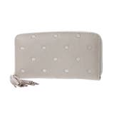 ライトグレー | ペルケ perche / 牛革ドット刺繍ラウンド長財布 | UNBILLION