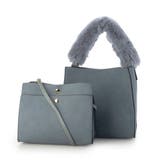 ブルー | カシュカシュ cachechche / 横ヒネリインバッグセットファーハンドル | UNBILLION